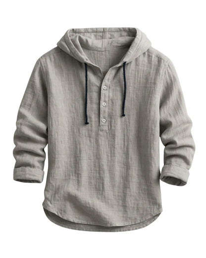 Camisa con capucha de lino y algodón