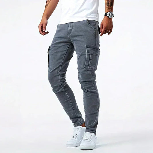 Pantalones vaqueros cargo de mezclilla flexible