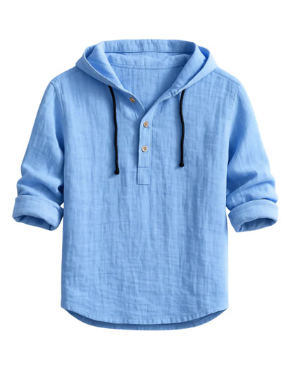 Camisa con capucha de lino y algodón