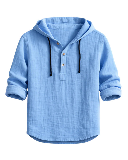 Camisa con capucha de lino y algodón