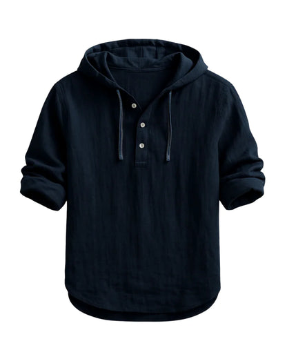 Camisa con capucha de lino y algodón