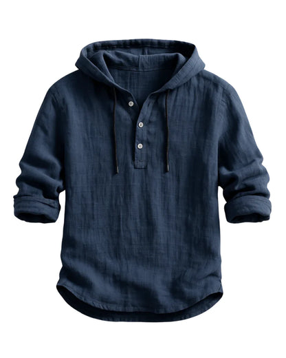 Camisa con capucha de lino y algodón